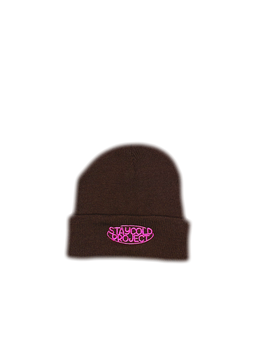 Beanie Bordado "Classic" Pink on Brown